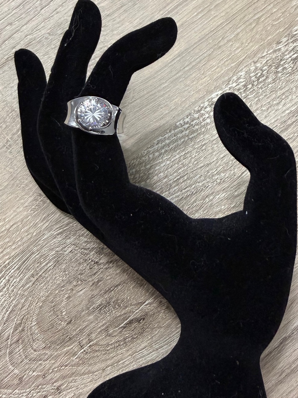 JTV Ring Bella Luce Rhodium over Sterling Dillenium Cut Diamond Simulant Size 7